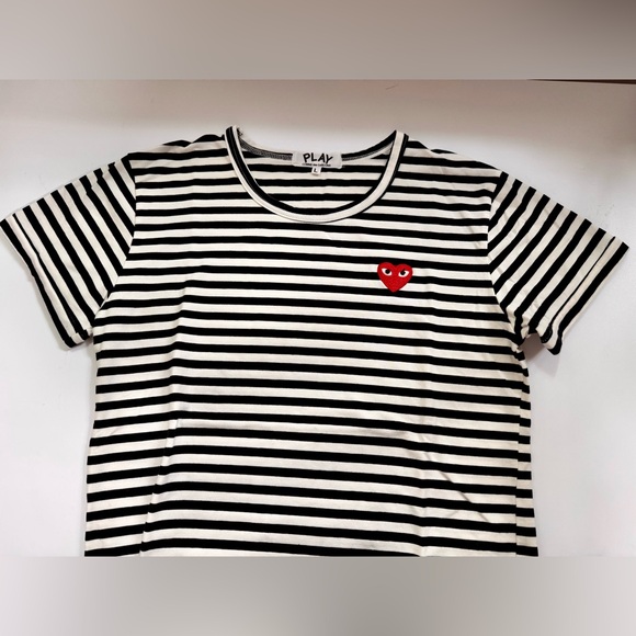 Play Comme des Garcons T Shirt black& white stripe size Large. Never worn. - Picture 2 of 4